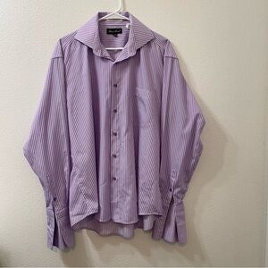 Bruno conte single needle tailoring striped button up shirt purple
